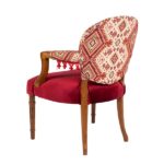 Poltrona Belle Époque Encosto Estampado Bordo com Franjas