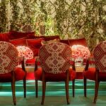 Poltrona Belle Époque Encosto Estampado Bordo com Franjas