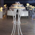 Bistrô Alto Base Bambu Branca com Tampo Mármore Branco