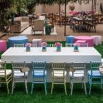 Mesa Balcão Baixa com Cadeira Itália Mini Branca (10 lugares)