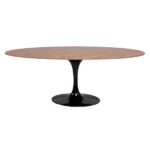 Mesa Saarinen Jantar Oval Preta com Tampo Madeira