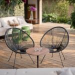 Mesa Saarinen Lateral Preta com Tampo Madeira