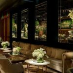 Mesa Dubai Centro Ouro com Tampo Mármore Bege - Grande