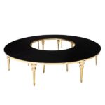 Mesa Dubai 1/4 Dourada com Vidro Preto