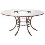 Tampo Espelho com Furo com Base Bambu Ferro Cinza