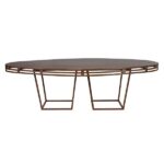 Tampo Oval Imitando Madeira com Moldura Ferro Envelhecido e Base Trapézio