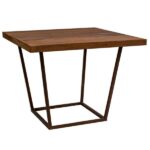 Tampo Quadrado Madeira de Demolição com Base Trapézio Ferro Envelhecido