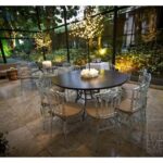 Tampo Laca com Furo e Centro de Espelho Côncavo com Base Bambu Ferro Cinza