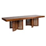 Tampo Retangular Madeira Natural com Base Bali