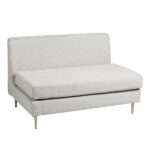 Sofá Manoela Linho Geométrico Cru (02 módulos curvos + 01 reto)