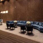 Sofá Manoela Veludo Inca Azul 06 (02 módulos curvos - 01 reto)