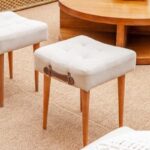 Pufe Linho Bege com Puxador