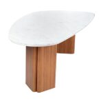 Mesa Orgânica Ônix com Base Madeira