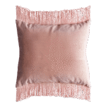 Almofada Veludo Inca Salmão com Franjas Laterais