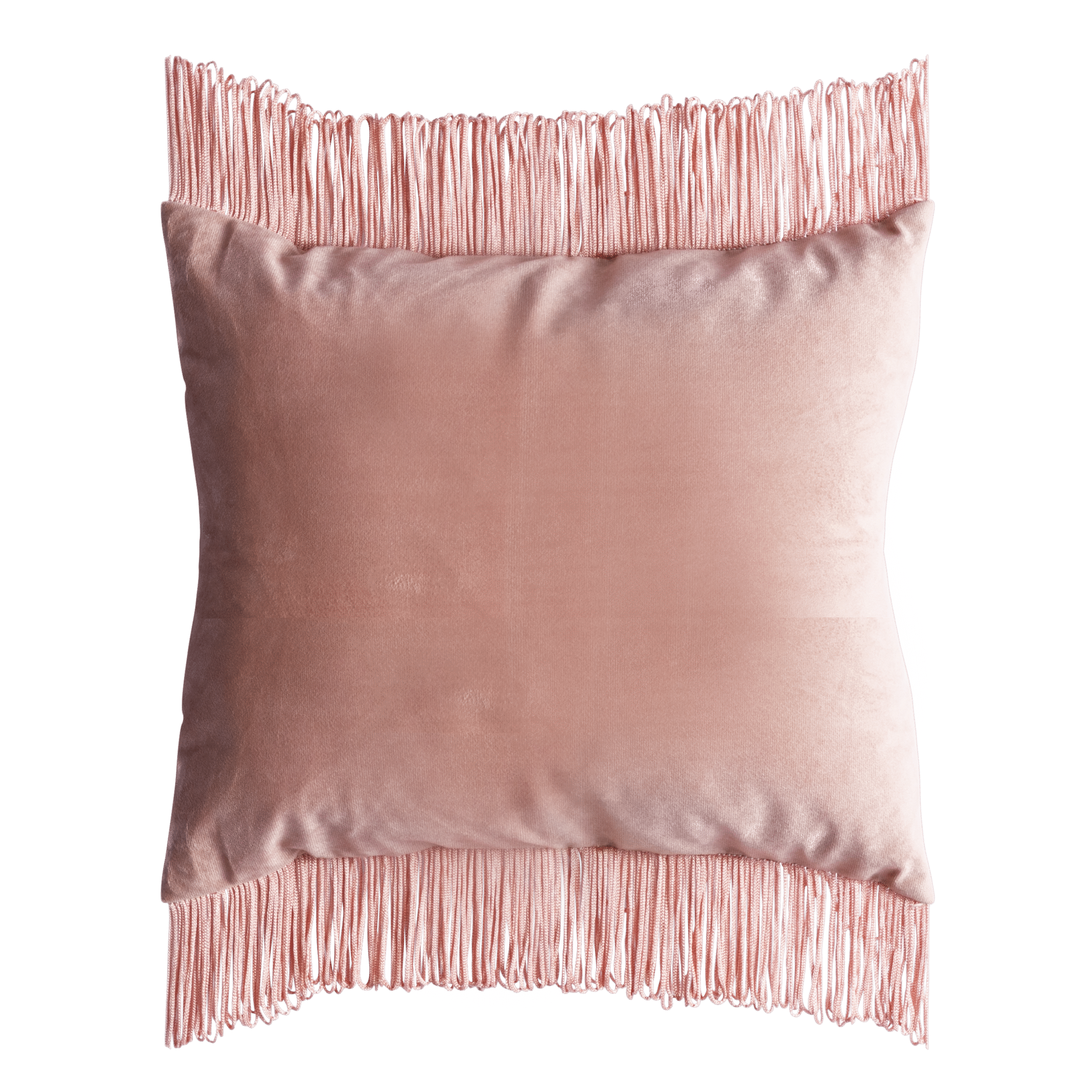 Almofada Veludo Inca Salmão 0.40l X 0.40p (Com Franjas Laterais)