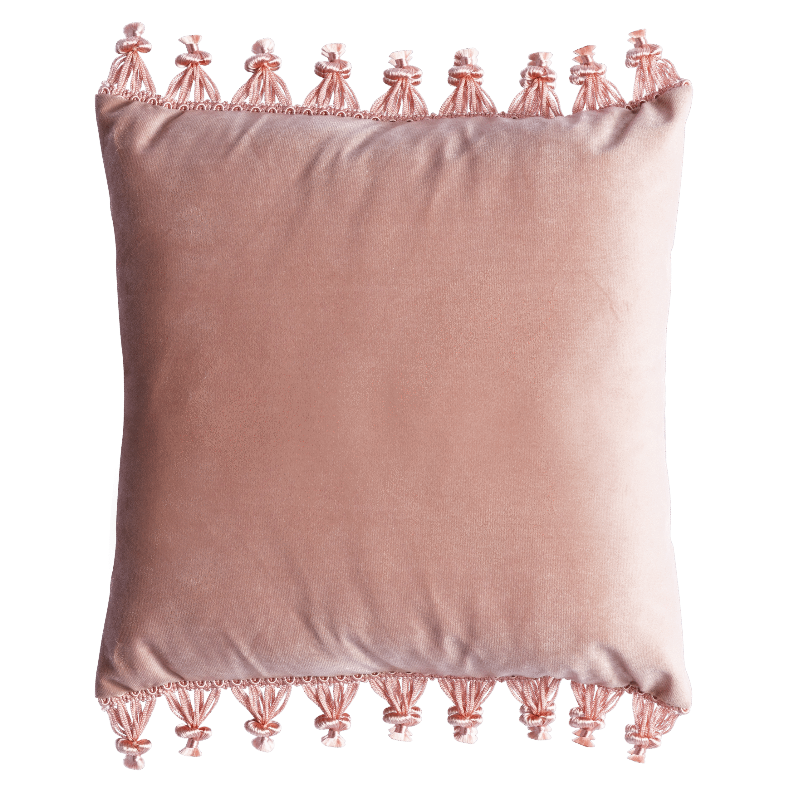 Almofada Veludo Inca Salmão 0.40l X 0.40p (Com Grilots Laterais)