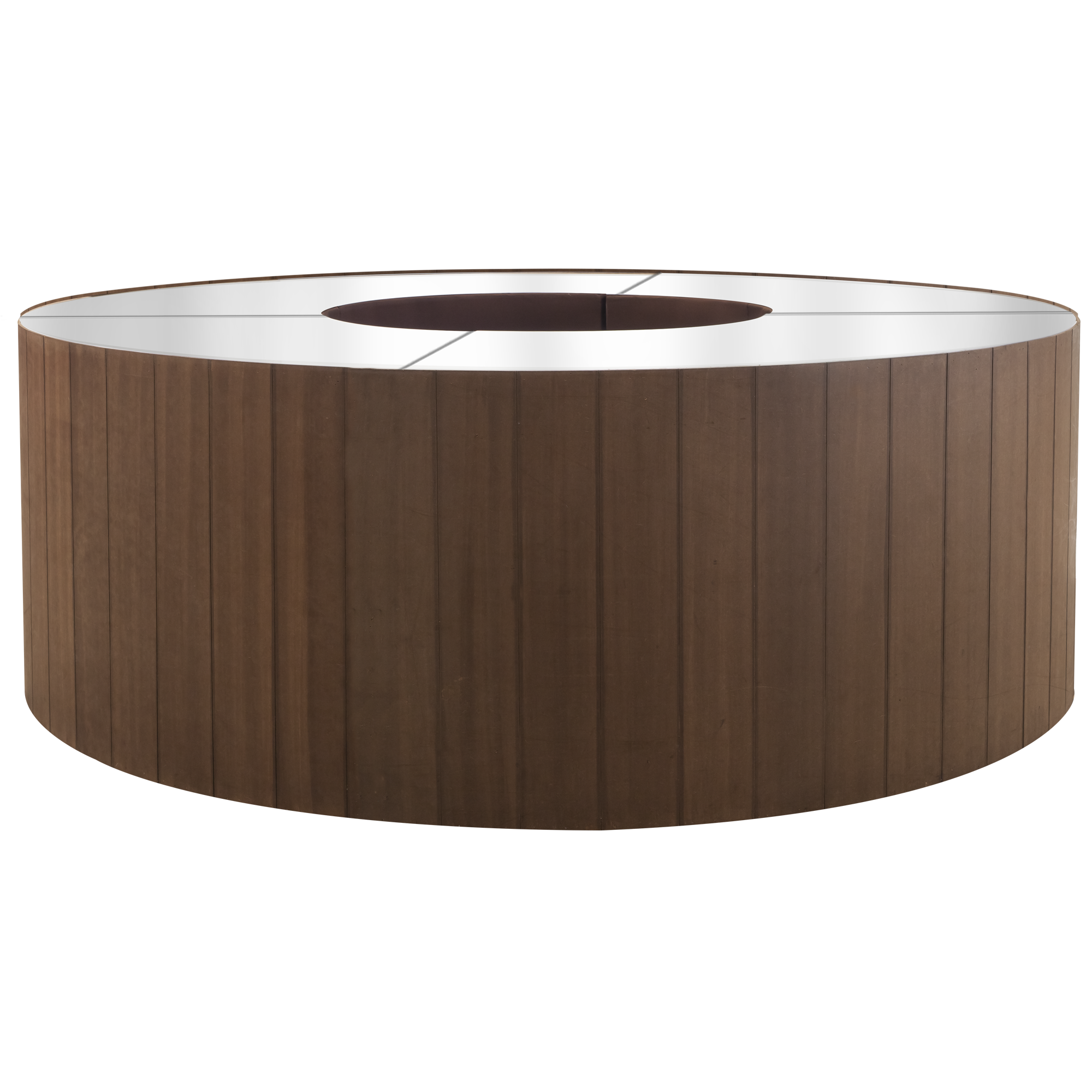 Bar Buffet Redondo Madeira Ripada Tampo Espelho