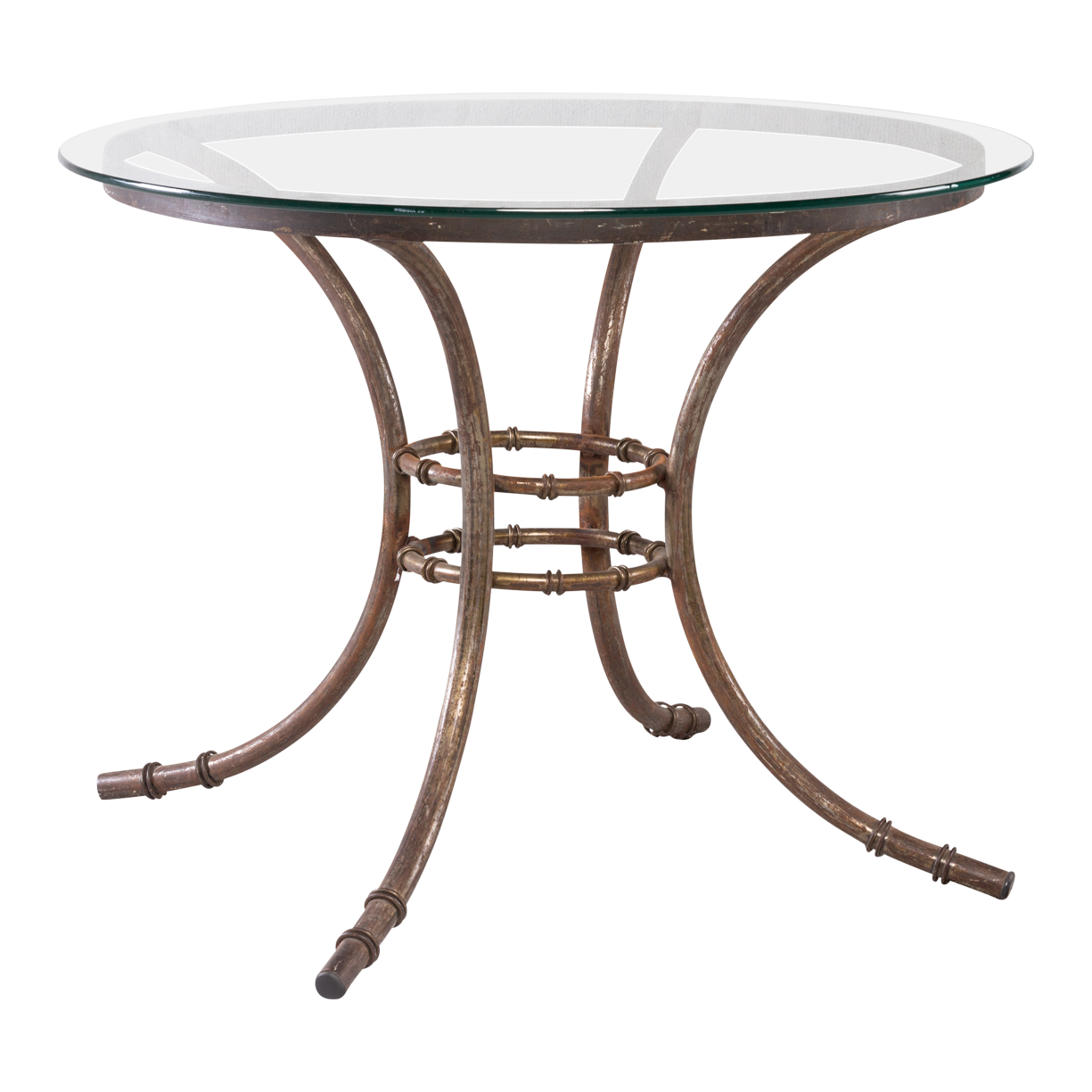 Base Bambu Pequena de Ferro Cinza com Tampo de Vidro de 1,00 de diâmetro