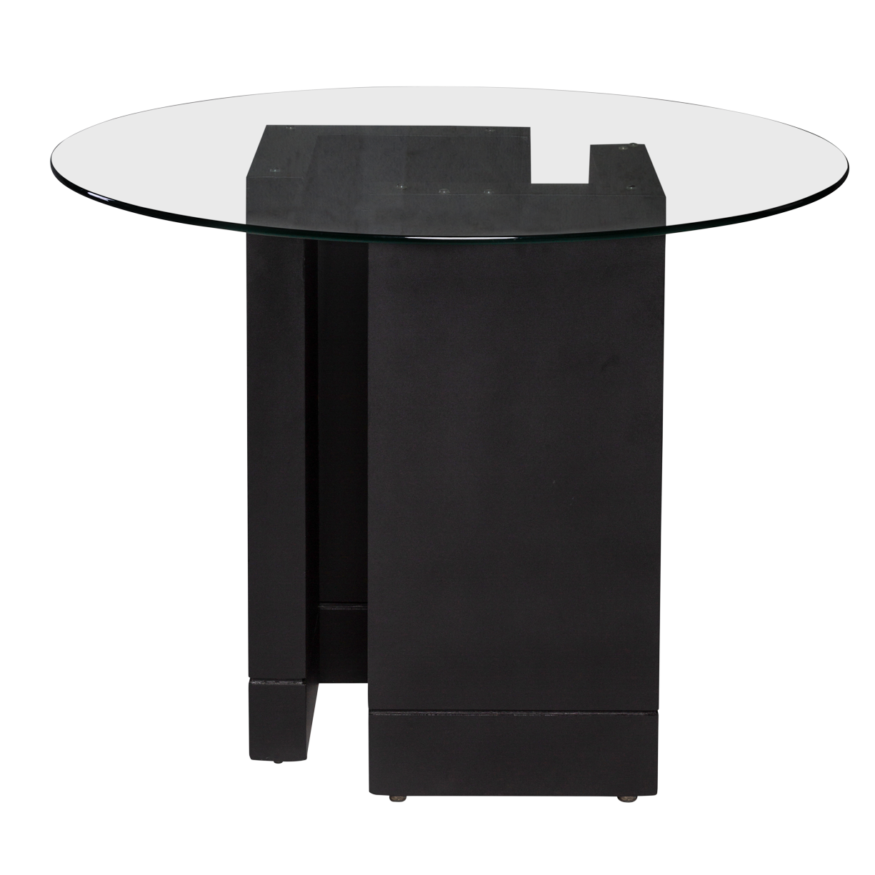 Base Elle Preta com Tampo de Vidro Transparente de 1,00 diâmetro