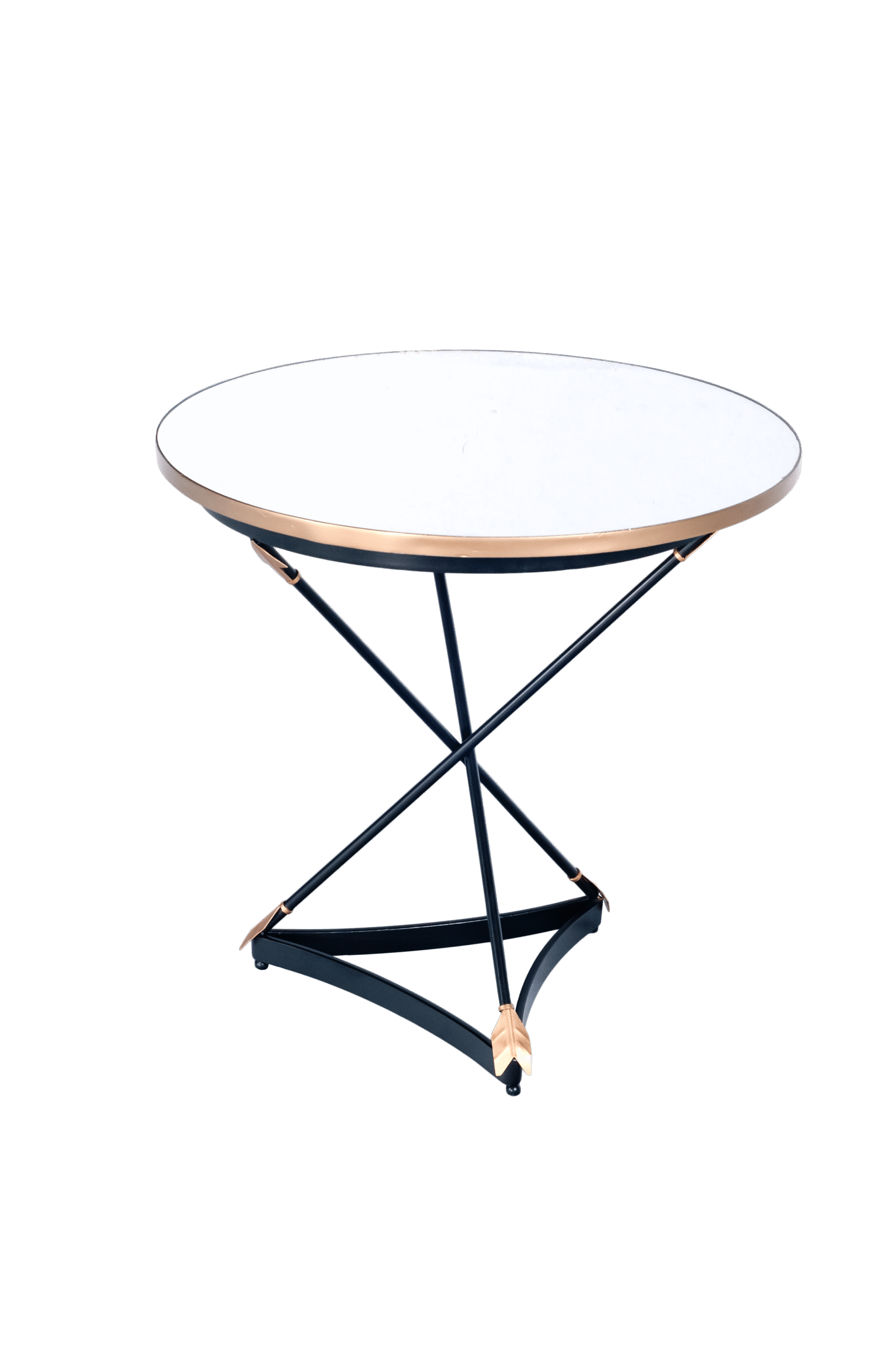 Base Flecha Preta com Tampo Espelho Friso Dourado - 0,65m diâmetro x 0,68h