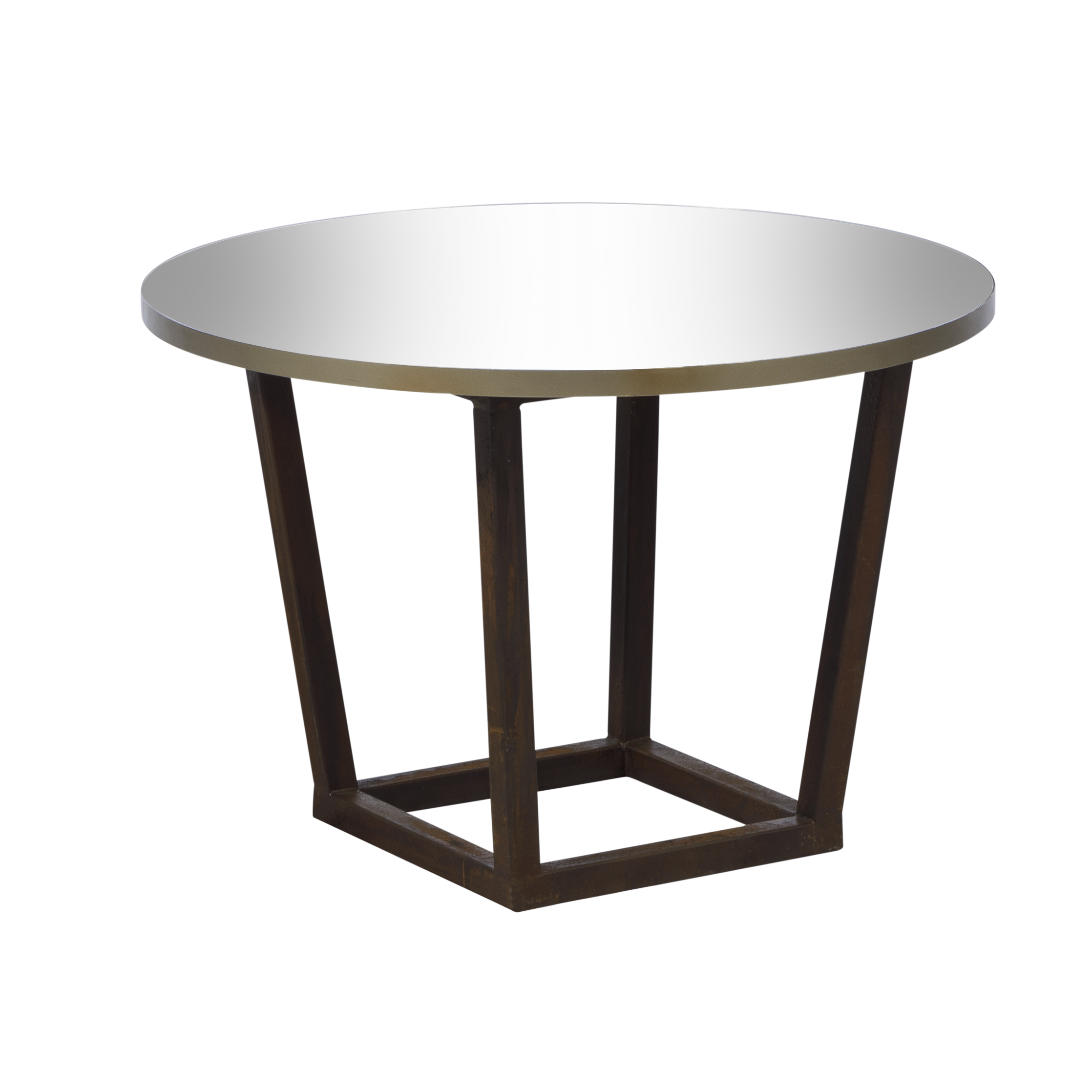 Base Trapézio Ferro Envelhecido com Tampo Espelho - 0,65m diâmetro x 0,40h