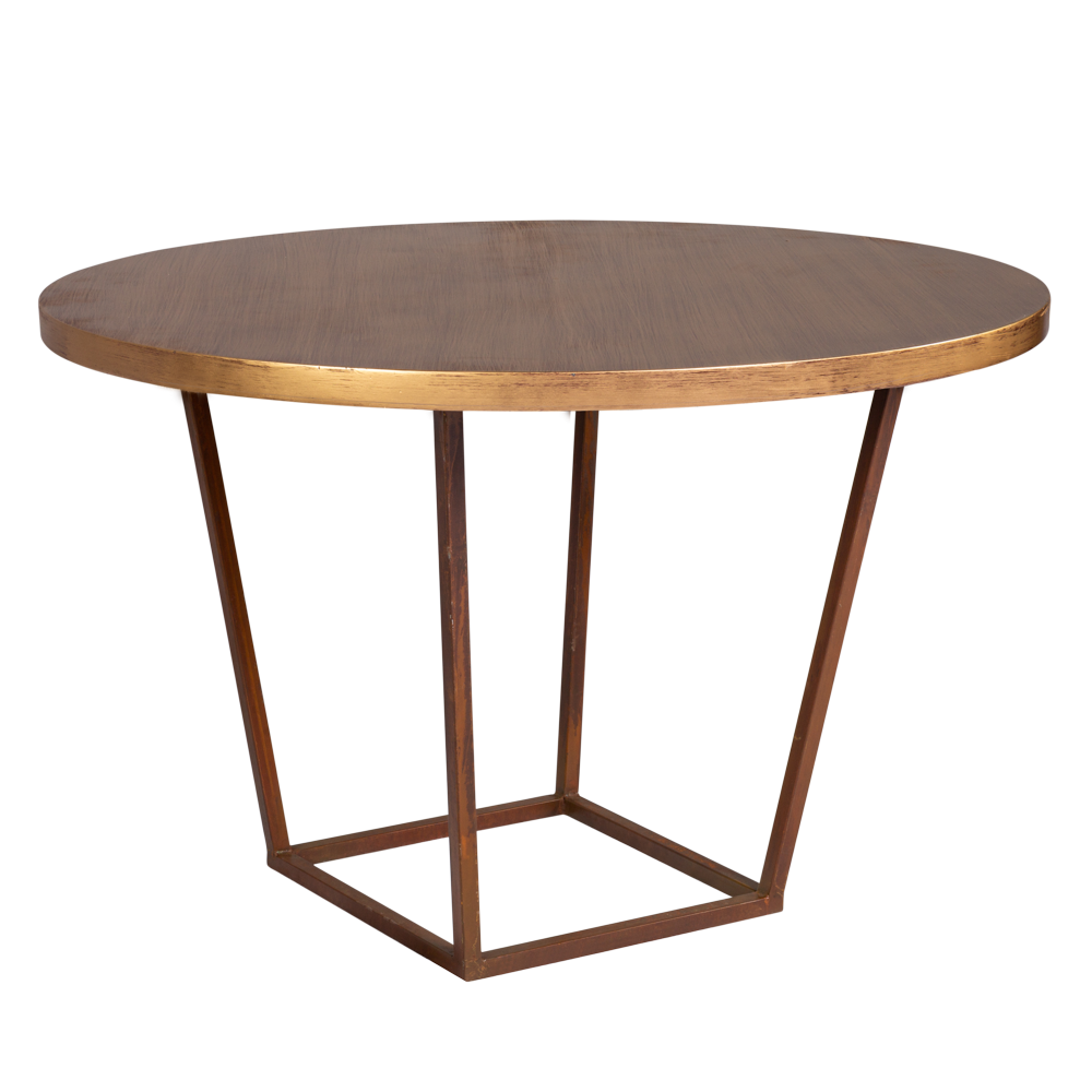 Base Trapezio Ferro Envelhecido com Tampo de Ouro Velho