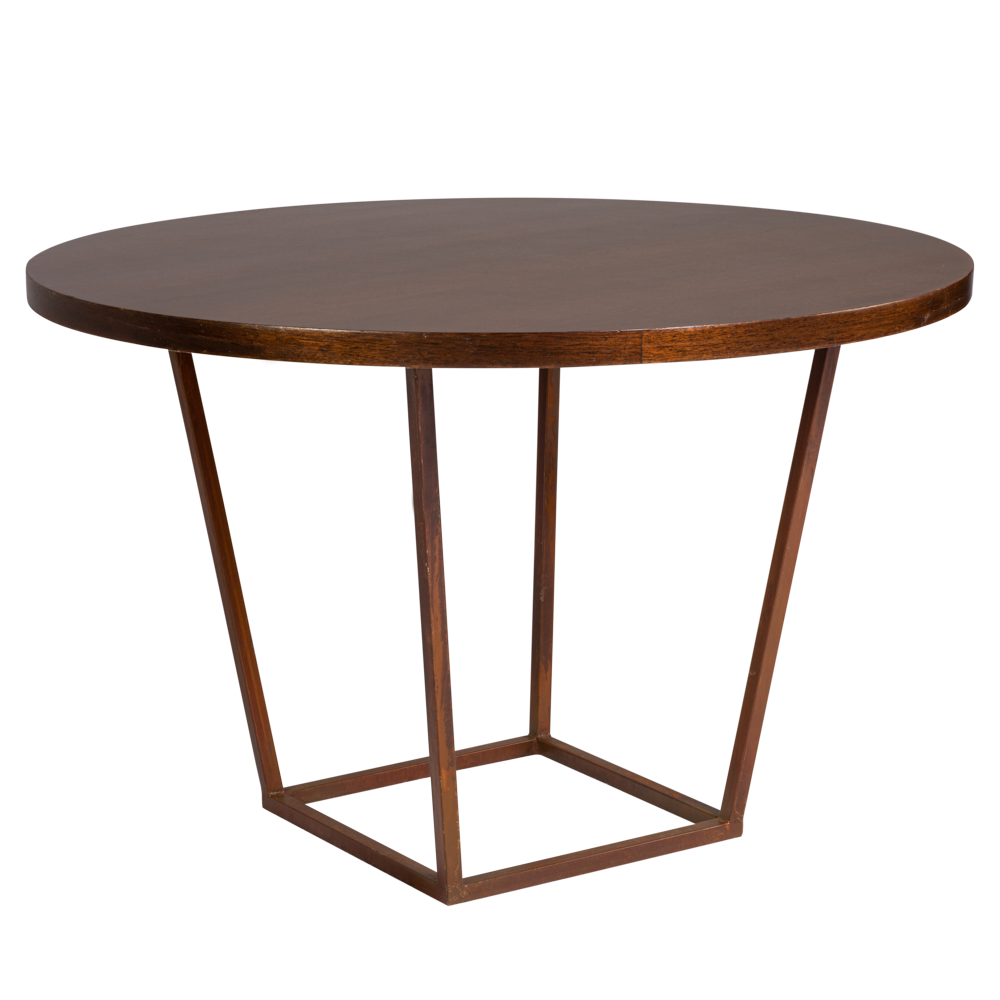 Base Trapezio Ferro Envelhecido com Tampo de Tabaco