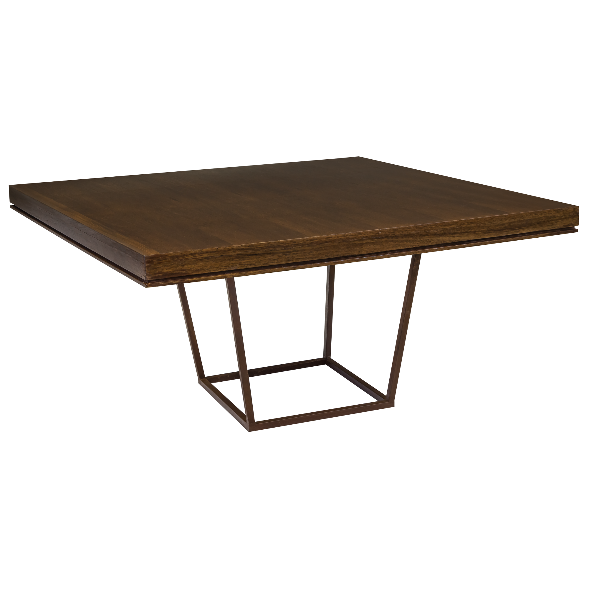 Base de Ferro Trapezio_0,75 x 0,75 x0,60h com Tampo Quadrado de Madeira 1,50 x 1,50