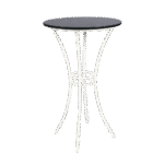 Bistrô Alto Base Bambu Branca com Tampo Granito Preto