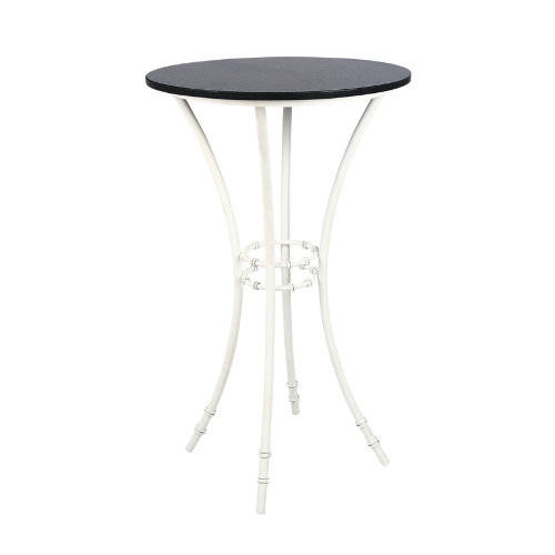 Bistrô Alta com Base Bambu Branca e Tampo Granito Preto - 0,65m diâmetro x 1,10h