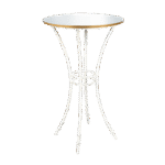 Bistrô Alto Base Bambu Branca com Tampo Espelho Friso Dourado