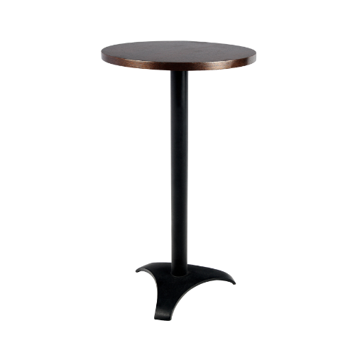 Bistrô Alto Base Preta com Tampo Madeira - 0,65m diâmetro x 1,10h