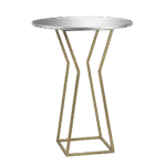 Bistrô Ampulheta Alto Base Dourada com Tampo Espelho Friso Prata