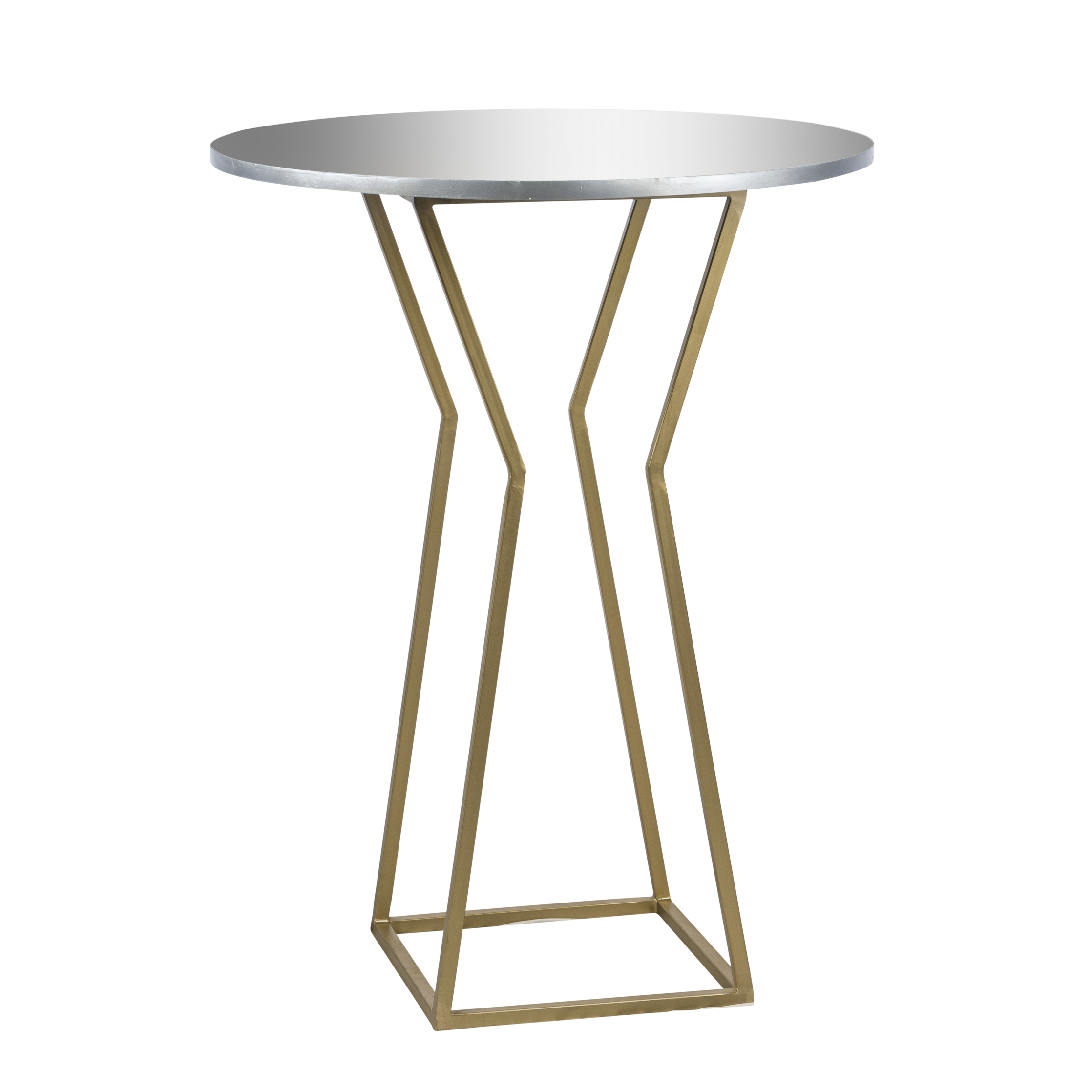 Bistrô Ampulheta Base Dourada com Tampo Espelho - 0,80 diâmetro x 1,02h