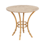 Bistrô Baixo Base Bambu Dourada com Tampo Mármore Travertino Bege