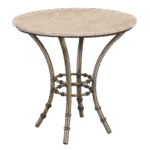 Bistrô Baixo Base Bambu Ferro Cinza com Tampo Mármore Travertino Bege