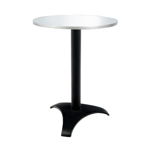 Bistrô Baixo Base Preta com Tampo Espelho Friso Prata - 0,65m diâmetro x 0,75h