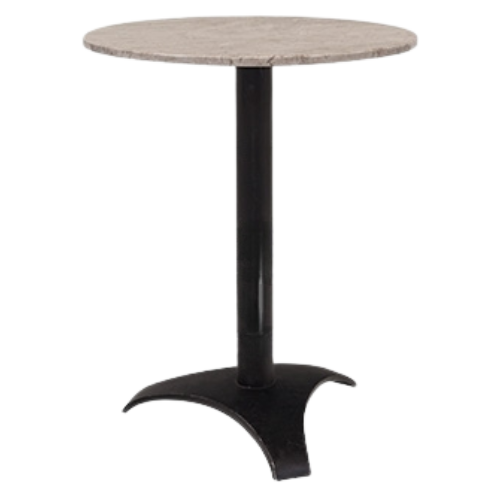 Bistrô Baixo Base Preta com Tampo Mármore Travertino Bege – 0,60m diâmetro x 0,75h
