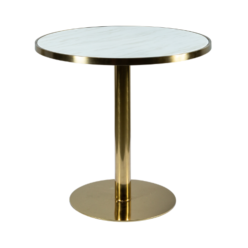 Bistrô Dubai Baixo Ouro com Tampo Mármore Bege - 0,80m diâmetro x 0,75h
