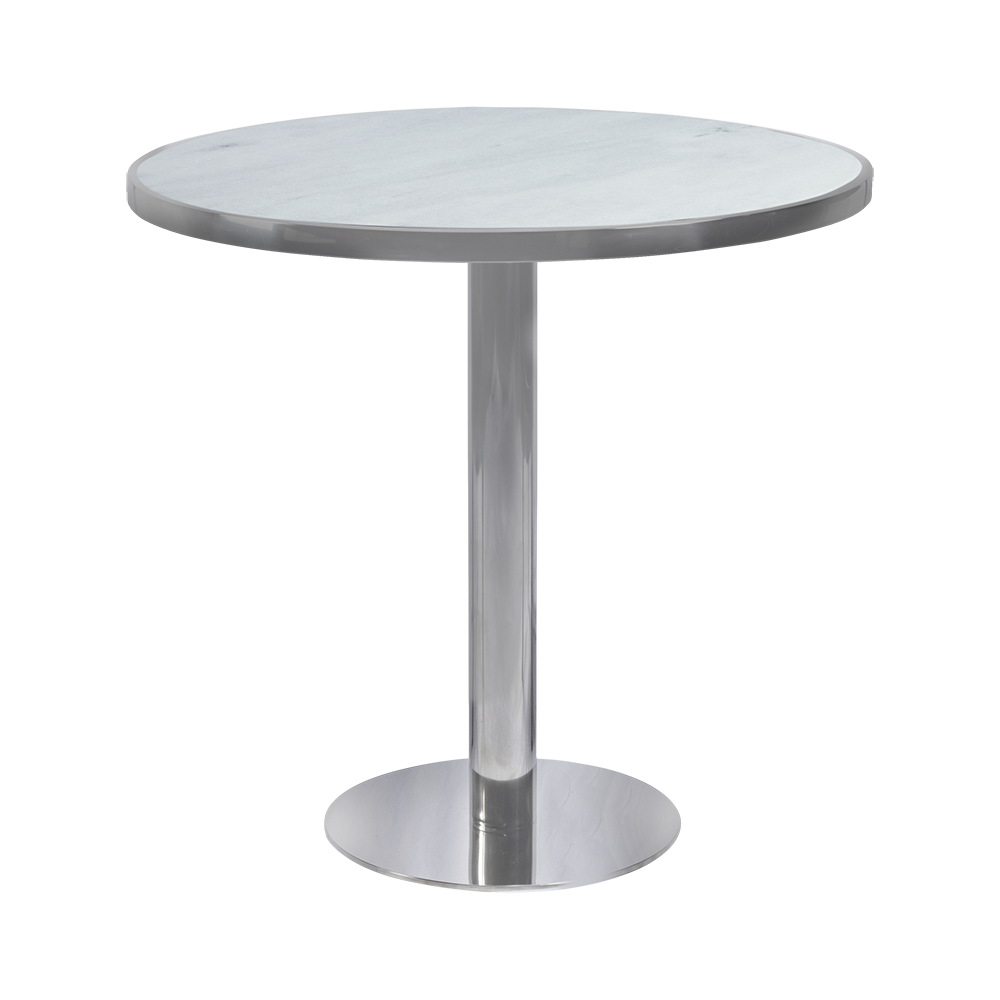 Bistrô Dubai Baixo Prata com Tampo Mármore Branco - 0,80m diâmetro x 0,75h