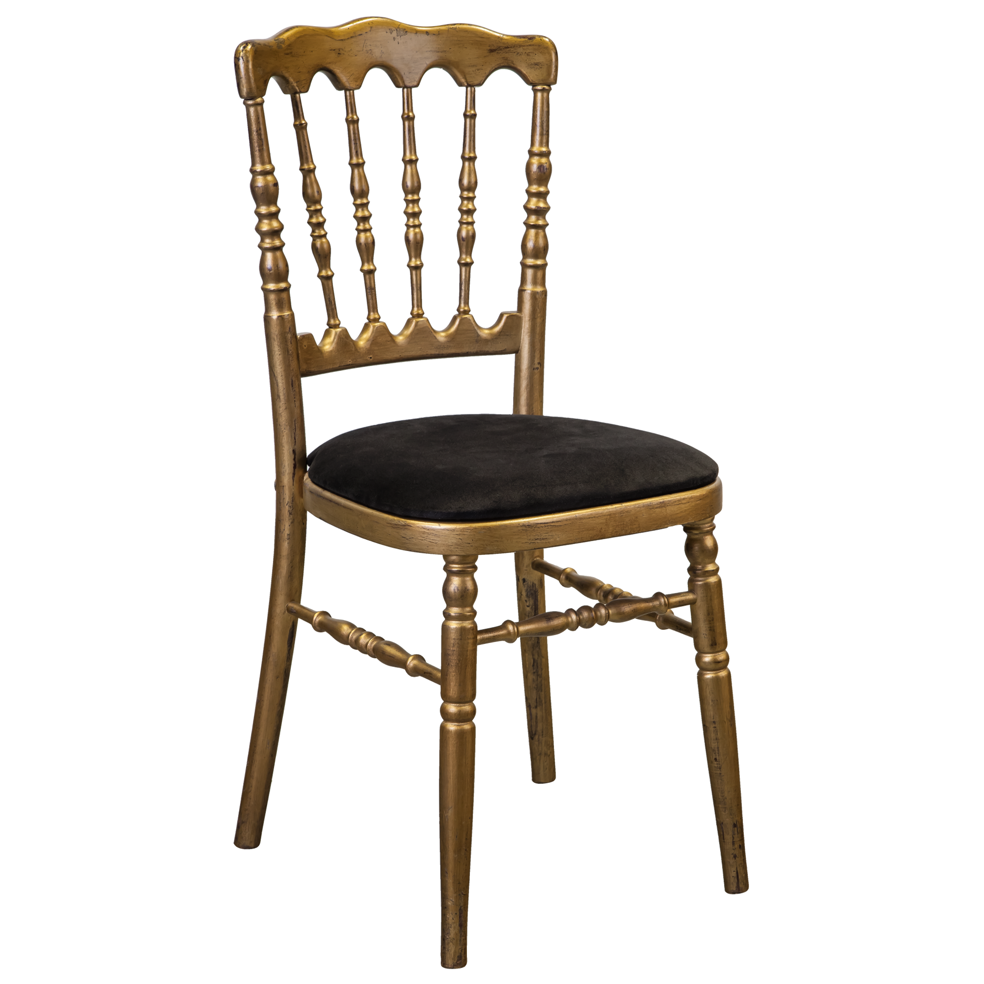 Cadeira Dior Ouro Velho com Assento Veludo Preto.a