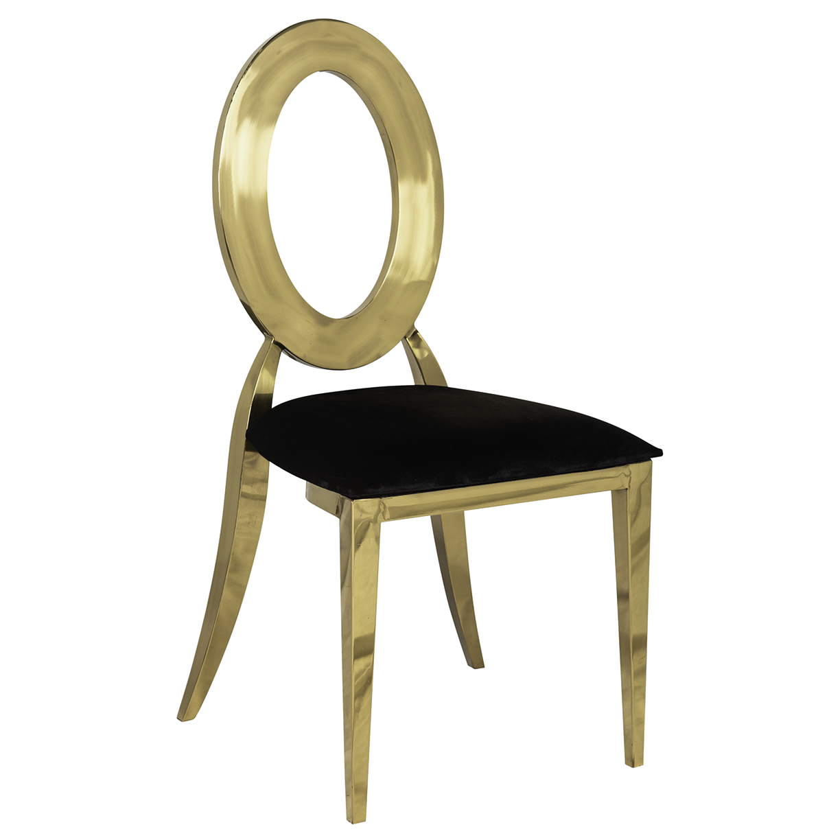 Cadeira Dubai Ouro Assento Veludo Inca Preto - 0,44 x 0,48 x 0,92h