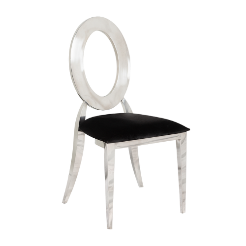 Cadeira Dubai Prata Assento Veludo Inca Preto - 0,44 x 0,48 x 0,92h