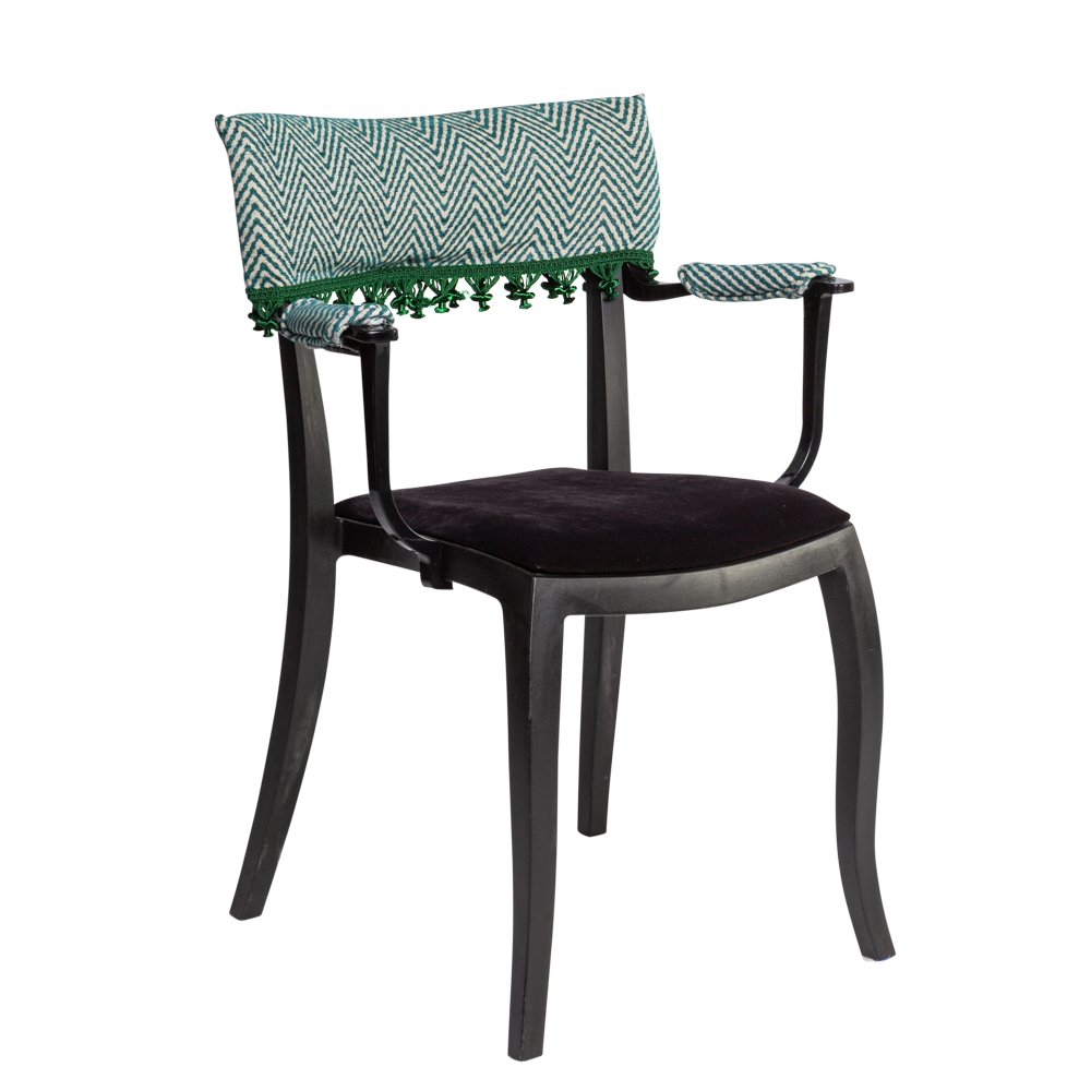 Cadeira Duomo com Braço com encosco e apoio Zig Zag e pingente verde - 0,50 x 0,41 x 0,83h