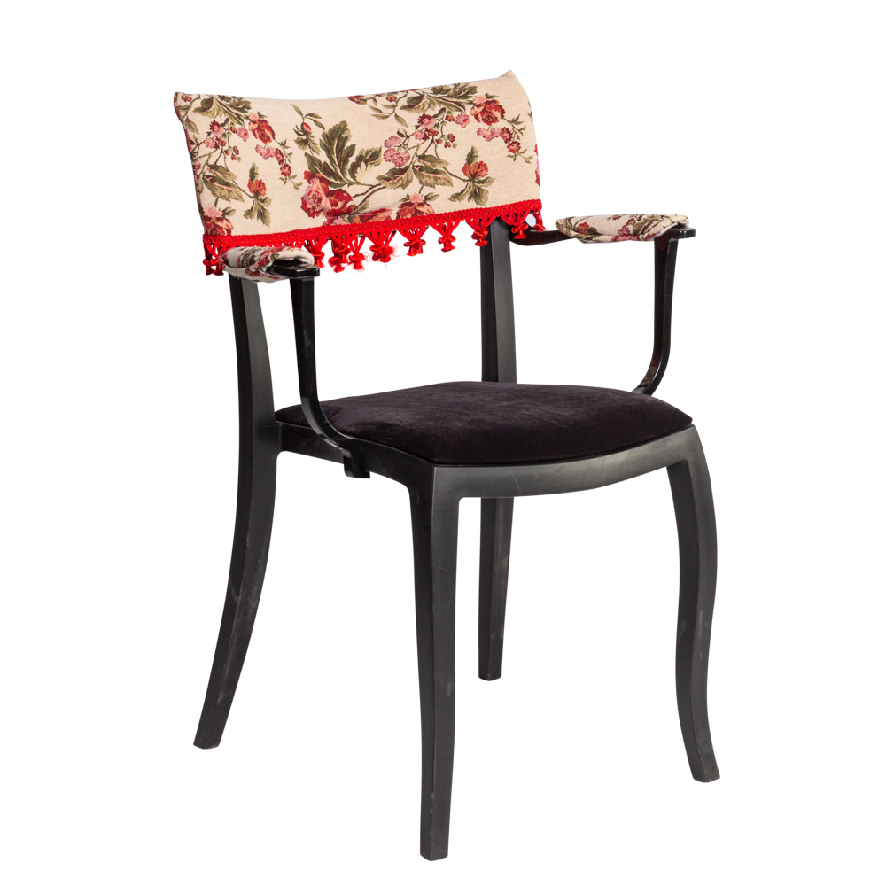 Cadeira Duomo com Braço com encosco floral e pingente vermelho - 0,50 x 0,41 x 0,83h