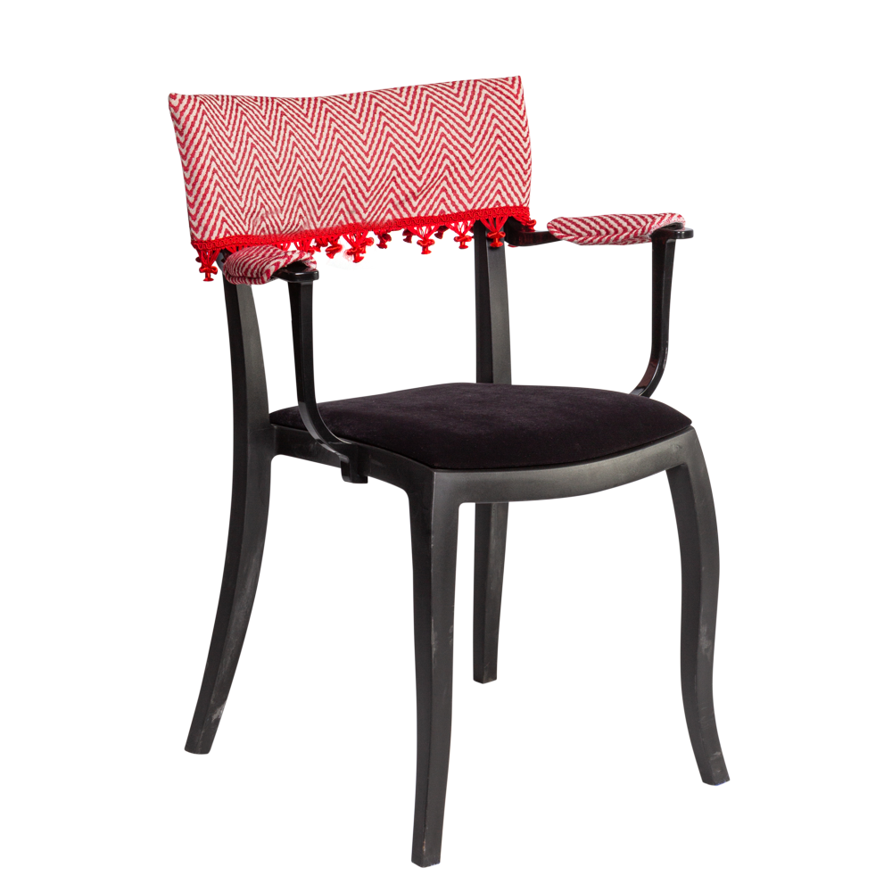 Cadeira Duomo com Braço com encosto e apoio Zig Zag e pingente vermelho 0,50 x 0,41 x 0,83h