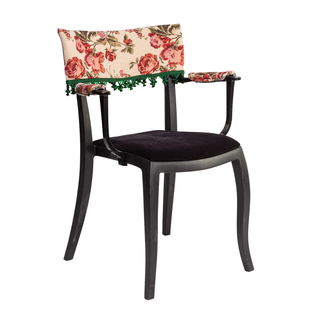 Cadeira Duomo com Braço com encosto floral e pingente verde - 0,50 x 0,41 x 0,83h