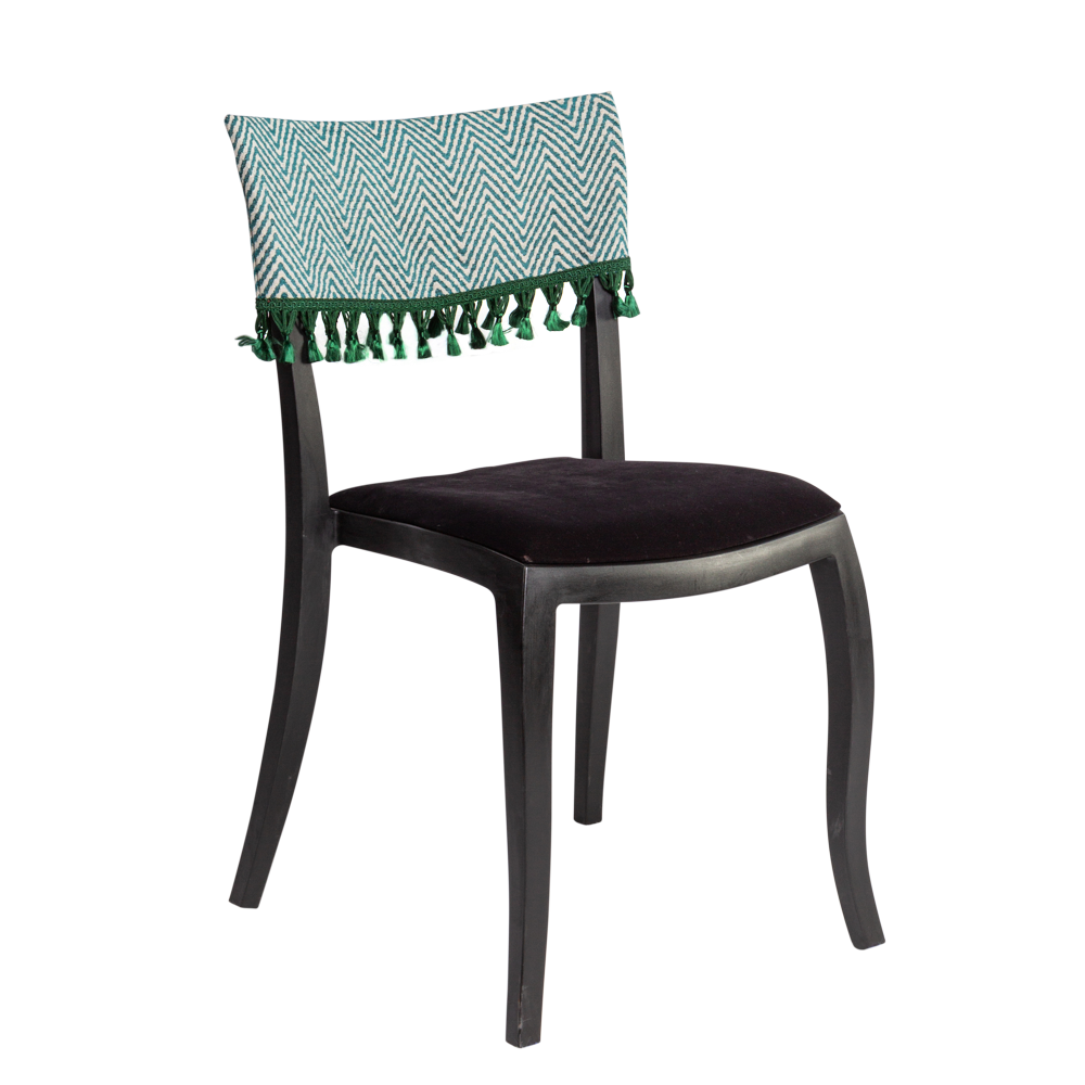 Cadeira Duomo sem Braço com encosto Zig Zag e pingente verde - 0,46 x 0,40 x 0,83h