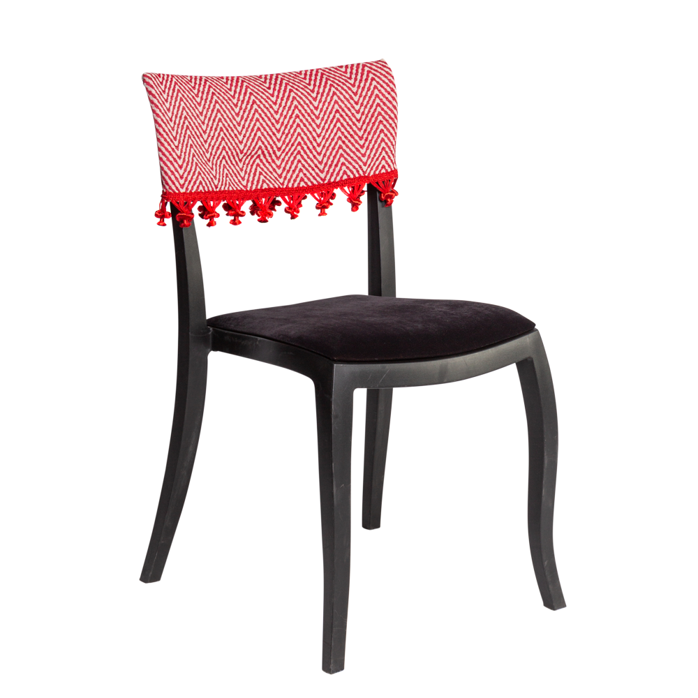 Cadeira Duomo sem Braço com encosto Zig Zag e pingente vermelho - 0,46 x 0,40 x 0,83h