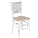 Cadeira Pandoro Off White com Assento Linho Fendi Claro